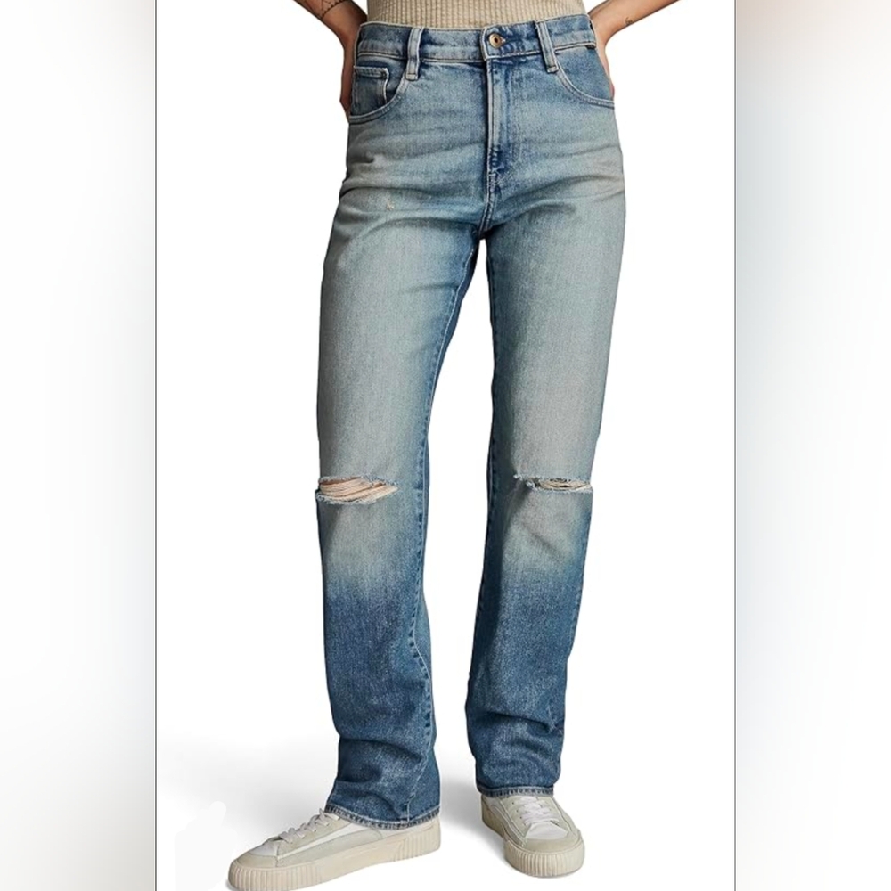 G-Star Viktoria High Straight Denim Antique Faded Blue Jeans 26/30 New With Tags